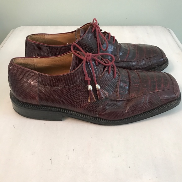 David Eden crocodile lizard burgundy shoes main image 12